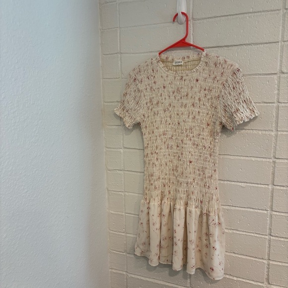 Storia Women's We're All Pretty Girls Ivory Pink Floral Allure Smocked Dress - Picture 2 of 4